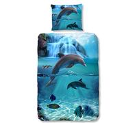 Good Morning Will Parure de Couette, Coton, Bleu, 200x140x1 cm