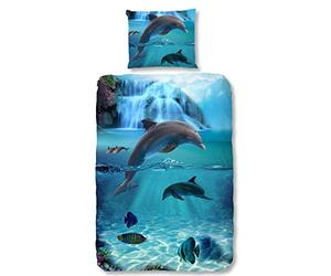 Good Morning Will Parure de Couette, Coton, Bleu, 200x140x1 cm