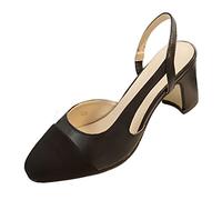 Good Night Femmes élégantes Bloc de Talon Slingback Cuir Souple Sandale Pompes habillées