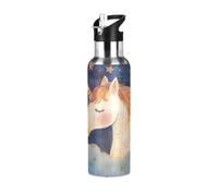 Good Night Horse Bouteille d'eau isotherme en acier inoxydable anti-fuite et anti-transpiration avec paille pour salle de sport, sport en plein air, 1 000 ml