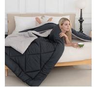 Good Nite Couette 200x200 cm Microfibre 300GSM, Réversible 4 Saisons, Chaude et Respirante, pour Lit 2 Personnes, Gris