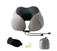 Good Nite Coussin de Voyage,Oreiller Cervical，Mousse à mémoire Oreiller de Voyage avec Masque pour Les Yeux Bouchons d'oreille, Sac de Transport Inclus，Convient pour Avion et Train Gris