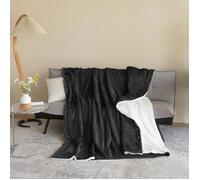 Good Nite Couverture Plaid - 200x230cm - Couverture en Sherpa - pour Canapé - Chaude - pour L'hiver et L'autonme - Noir