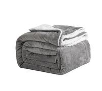 Good Nite Couverture Polaire Grise - Couverture en Sherpa - pour canapé - Chaude - pour l'hiver (Gris, 130x150cm)