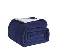 Good Nite Couverture Polaire Sherpa Douce pour canapé, Couvre-lit et Voyage, Lavable en Machine, lit Super King Size, Bleu Marine (230 x 270 cm, lit Super King Size)