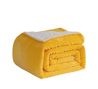 Good Nite Couverture Polaire Sherpa en Flanelle Douce et Moelleuse - Couverture réversible en Microfibre pour lit, canapé et Voyage - 230 x 270 cm (Jaune, Super King Size)