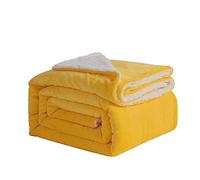 Good Nite Couverture Polaire Sherpa réversible en Polyester, Douce et Chaude pour la Maison et Les Voyages (Jaune, pour lit Super King Size) - 230 x 270 cm