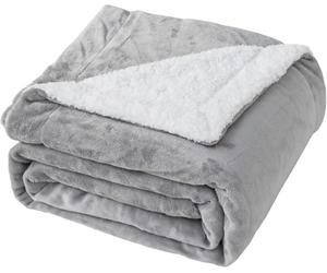 Good Nite Couverture Polaire Sherpa réversible en Polyester Doux et Chaud pour la Maison et Les Voyages - Lavable en Machine - Gris - Lit Double - 150 x 200 cm