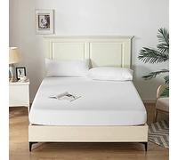 Good Nite Drap-Housse Doux et Respirant avec Poches très Profondes de 25 cm de Profondeur (Blanc, Double)