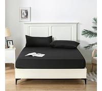 Good Nite Drap-Housse Doux et Respirant - Lavable en Machine - pour lit 1 Place, 2 Places, King Size, Super King Size - 25 cm de Profondeur (Noir, 1 Place)
