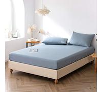 Good Nite Drap-Housse Doux et Respirant - Lavable en Machine - pour lit Simple, Double, King Size, 25 cm de Profondeur - Lavable en Machine (Bleu Gris, King Size)