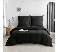 Good Nite Housse de Couette Microfibre - Parure de Lit - Couette 200x200cm + 2 Taies d'Oreiller 80x80cm - Noir