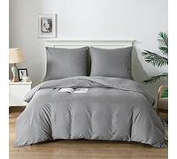 Good Nite Housse de Couette Parure de lit Brossé 2Pièces Microfibre brossée Douce et taie d'oreiller (Gris, 135x200cm+80x80cm)