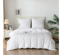 Good Nite Housse de Couette Parure de lit Brossé 3Pièces Microfibre brossée Douce et taie d'oreiller (Blanc, 200x200cm+2x80x80cm)