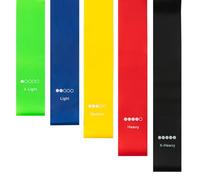Good Nite Lot de 5 Bandes de résistance pour Homme et Femme - Doux pour la Peau - pour Gym, Yoga, Pilates - Sac de Transport Inclus