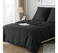 Good Nite Parure de lit 2 pièces en Microfibre avec Fermeture éclair 1 Housse de Couette 135 x 200 cm et 1 taie d'oreiller 80 x 80 cm - Noir