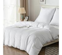 Good Nite Parure de lit 2 pièces en Microfibre avec Fermeture éclair 1 Housse de Couette 135 x 200 cm et 1 taie d'oreiller 80 x 80 cm - Blanc