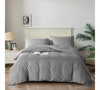 Good Nite Parure de lit avec Housse de Couette et taies d'oreiller en Microfibre Douce (Gris Clair, lit Simple 135 x 200 cm)