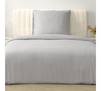 Good Nite Parure de lit en Microfibre à Rayures 135 x 200 cm et 1 taie d'oreiller 80 x 80 cm - avec Fermeture éclair (Gris, 135 x 200 cm + 80 x 80 cm x 1)