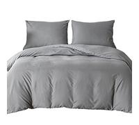 Good Nite Parure de lit Simple avec Housse de Couette et 2 taies d'oreiller en Microfibre de Polyester Douce (Gris Clair)