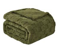 Good Nite Plaid Canapé Grand 130x150 cm - Couverture Polaire Douce et Chaud à Carreaux pour Toutes Saisons - Décoration Salon, Vert