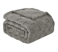 Good Nite Plaid Canapé Grand 130x150 cm - Couverture Polaire Douce et Chaud à Carreaux pour Toutes Saisons - Décoration Salon, Gris