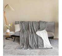 Good Nite Plaid Douillet, 230 x 270 cm, Couverture Polaire, Couverture Sherpa, jeté de canapé, Chaude et Douce pour l'hiver, Gris