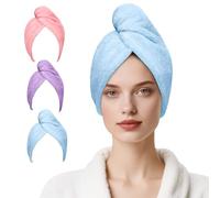 Good Nite Turbans Cheveux Microfibre Lot de 3 Douces Absorbantes Convenables pour Bouclés Longs Courts ou Lisses Cheveux