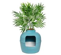 Good Pet Stuff, Bac à litière caché Original et Trousse Essentielle réutilisable pour Chat avec Plantes artificielles, système de Filtre à odeurs au Carbone, Facile à Nettoyer, Bleu des Caraïbes