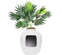 Good Pet Stuff Jardinière cachée - Style intérieur Rond Original - pour Chat - avec Filtre à Charbon - Design amélioré - Kit de Base - Palmier - Blanc Classique