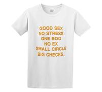Good Sex No Stress One Boo No Ex Circle Big Checks Unisex Crew Neck Cotton Tee Men's Short-Sleeve T-Shirts White XL