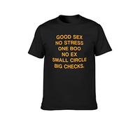 Good Sex No Stress One Boo No Ex Small Circle Big Checks Men Simple Tshirt Black XL