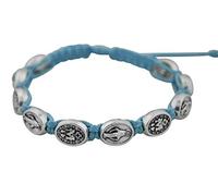 Good Shepherd Creations Bracelet Cordon réglable Médailles Miraculeuses, Cordon Métal, Bleu Clair, M