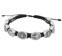 Good Shepherd Creations Bracelet Cordon réglable Médailles Miraculeuses, Cordon Métal, Noir, M