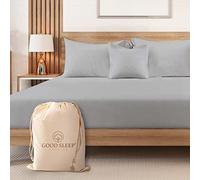 Good Sleep Bedding Drap-housse en coton égyptien 1000 fils, taille double, gris clair, 140 cm x 200 cm, poche profonde de 41 cm, tissage satiné de luxe, lavable en machine