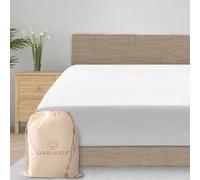 Good Sleep Bedding Drap-Housse King Size 800 Fils avec élastique Tout Autour, 100% Coton égyptien, Tissage satiné, jusqu'à 45,7 cm, Blanc
