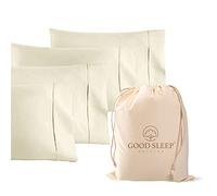 Good Sleep Bedding Lot de 4 taies d'oreiller 100% égyptiennes 1000 Fils au Pouce carré, 100% Coton à Fibres Longues, Tissage satiné pour Grand lit/Standard Ivoire