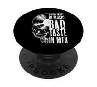 Good Taste in Music Bad Taste in Men Vinyl Lover Skull LP PopSockets PopGrip Adhésif