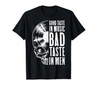 Good Taste in Music Bad Taste in Men Vinyl Lover Skull LP T-Shirt