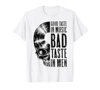 Good Taste in Music Bad Taste in Men Vinyl Lover Skull LP T-Shirt Graphique avec Valeur