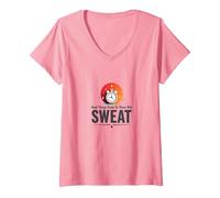 Good Things Come to Those Who Sweat Entraînement Motivation T-Shirt avec Col en V, Femme, Rose, XL