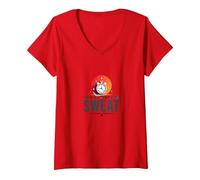 Good Things Come to Those Who Sweat Entraînement Motivation T-Shirt avec Col en V, Femme, Rouge, XL
