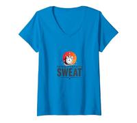 Good Things Come to Those Who Sweat Entraînement Motivation T-Shirt avec Col en V, Femme, Saphir, S