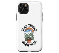 Good Things Grow Here Growth Mindset Rainbow Monstera Plante Coque pour iPhone 11 Pro