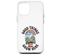 Good Things Grow Here Growth Mindset Rainbow Monstera Plante Coque pour iPhone 12/12 Pro