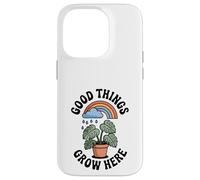 Good Things Grow Here Growth Mindset Rainbow Monstera Plante Coque pour iPhone 14 Pro