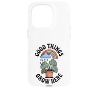 Good Things Grow Here Growth Mindset Rainbow Monstera Plante Coque pour iPhone 15 Pro