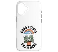 Good Things Grow Here Growth Mindset Rainbow Monstera Plante Coque pour iPhone 16