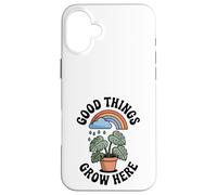 Good Things Grow Here Growth Mindset Rainbow Monstera Plante Coque pour iPhone 16 Plus