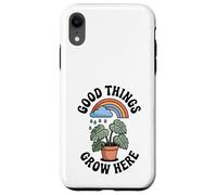 Good Things Grow Here Growth Mindset Rainbow Monstera Plante Coque pour iPhone XR